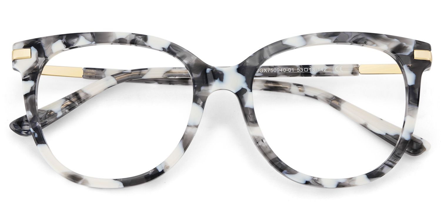 Round Grey Glasses With a Marble Pattern3