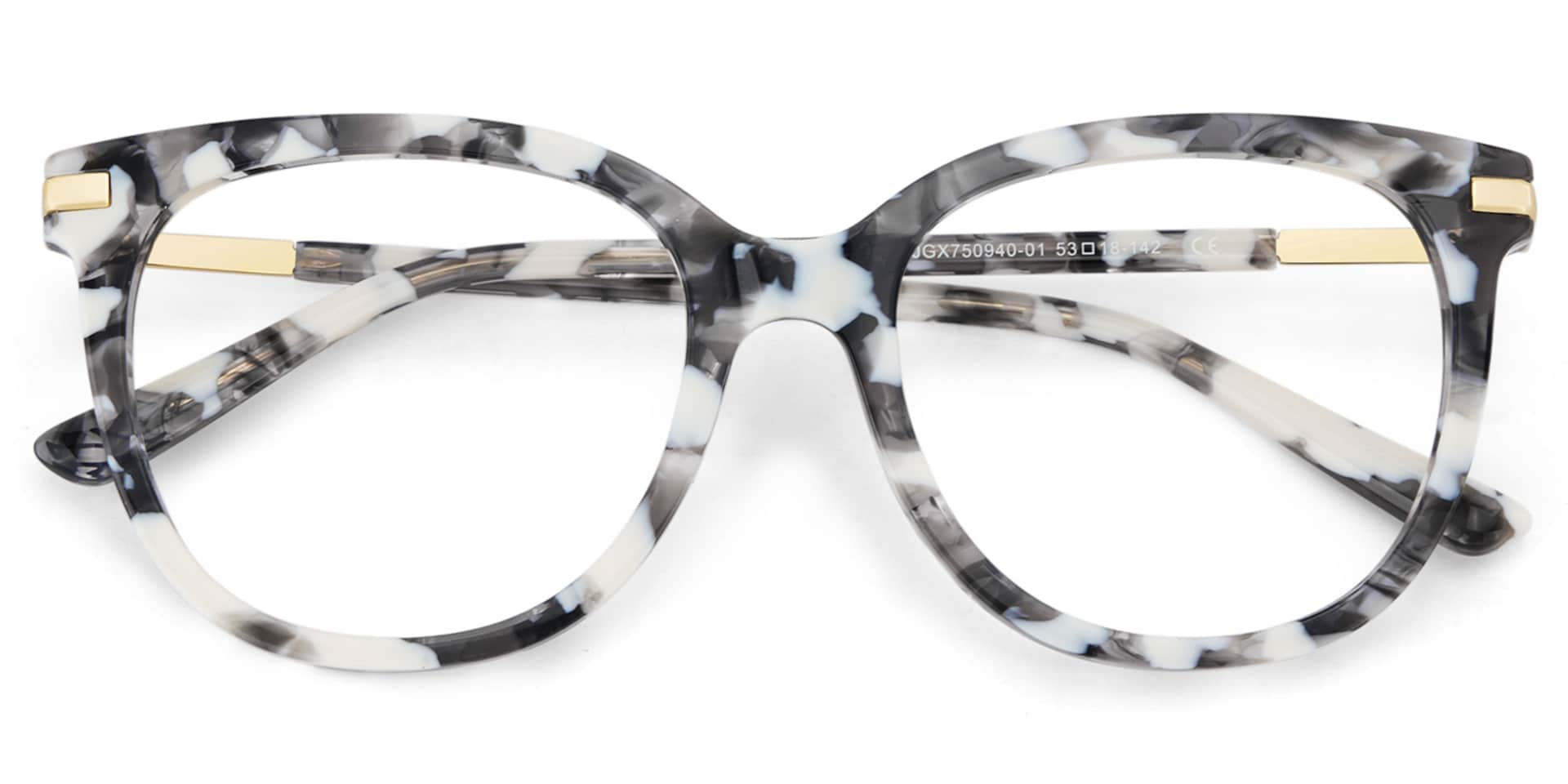 Round Grey Glasses With a Marble Pattern3