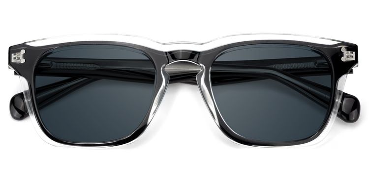Liam Rectangle Black Clear Sunglasses
