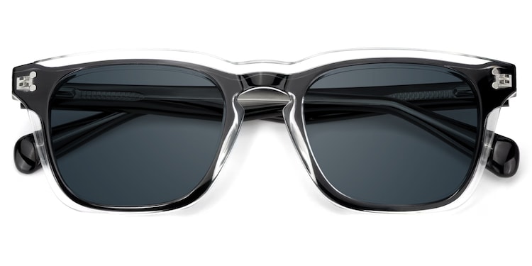 Liam Rectangle Black Crystal Sunglasses