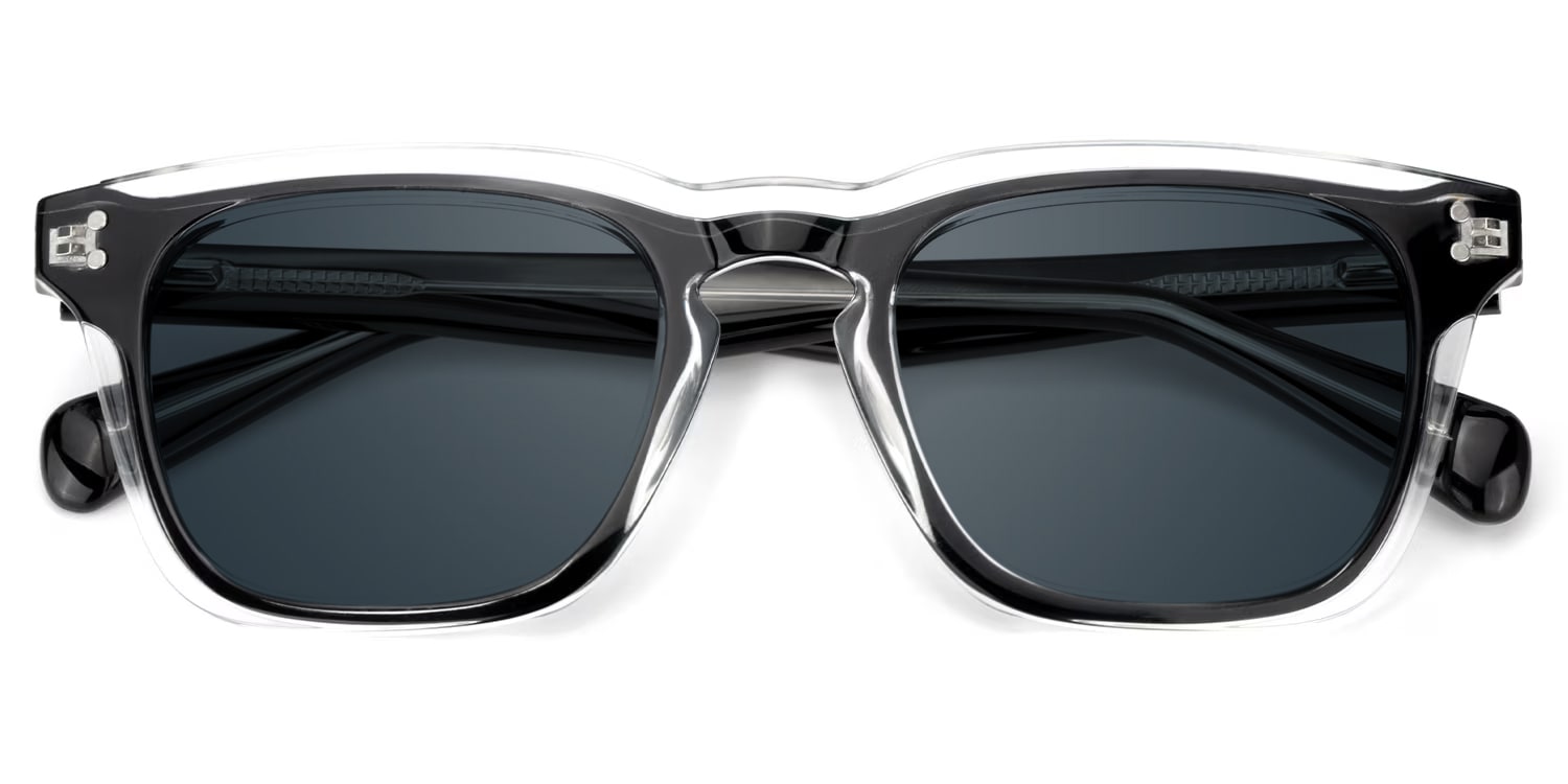 Liam Rectangle Black Crystal Sunglasses