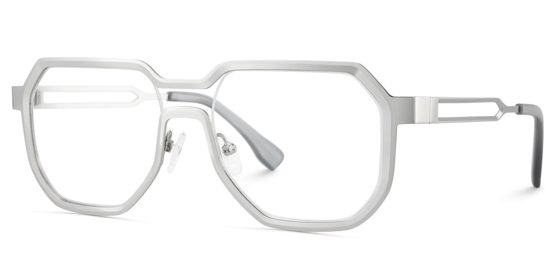 Men's Geometric Glasses in Silver Color4