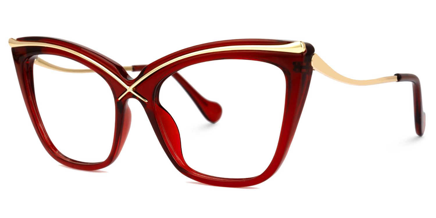 Winston Cat-eye Red Eyeglasses and Wide Frame Glasses1