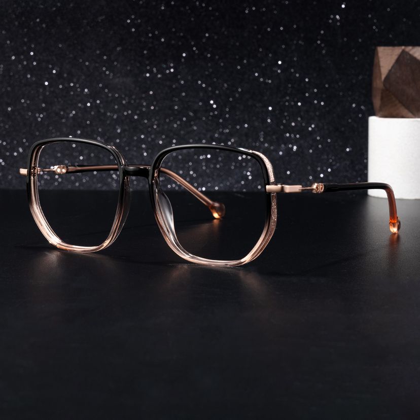 Joana Black Beige Geometric Glasses
