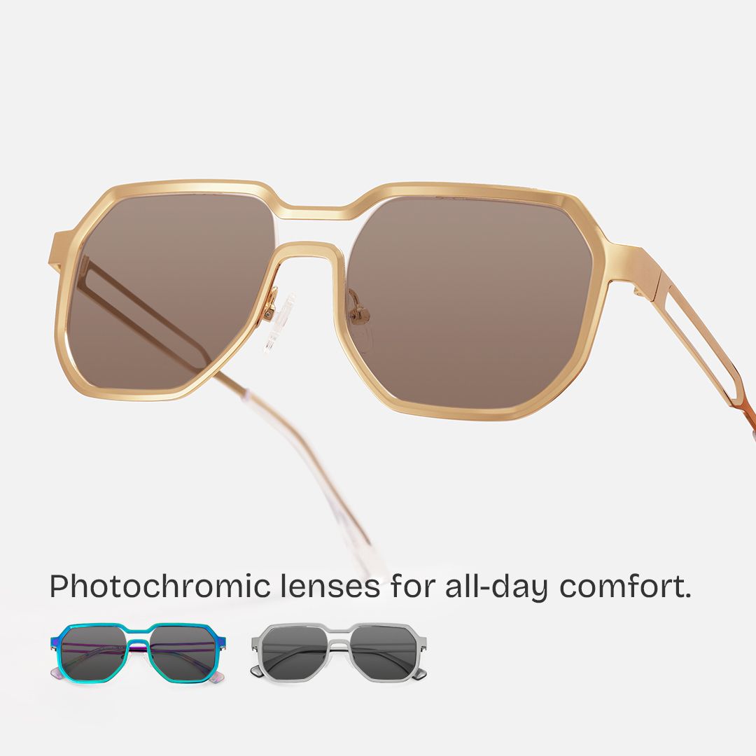 Hype Geometric Style Gold Frame Sunglasses | ZEELOOL0