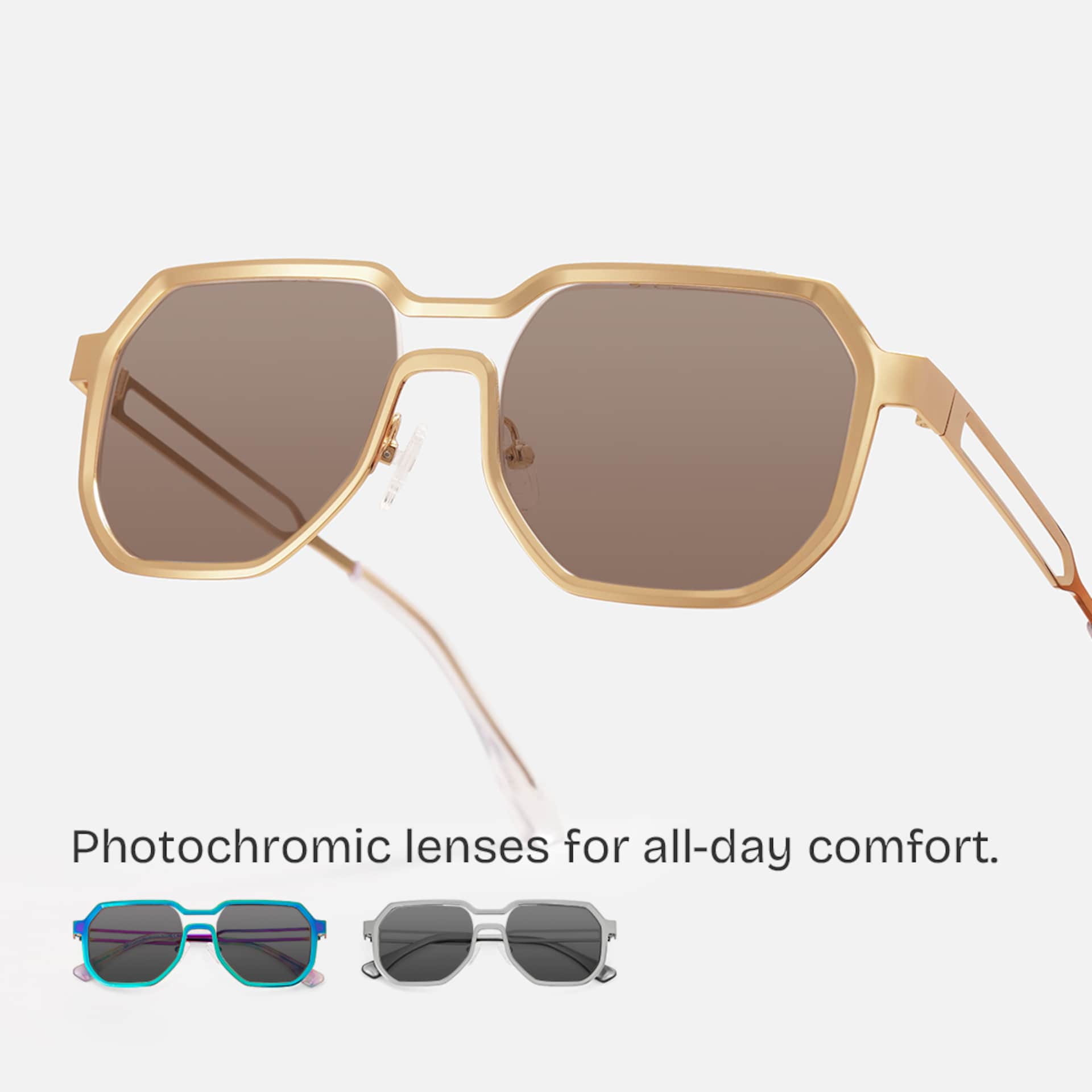 Men's Geometric Glasses in Metal Color1