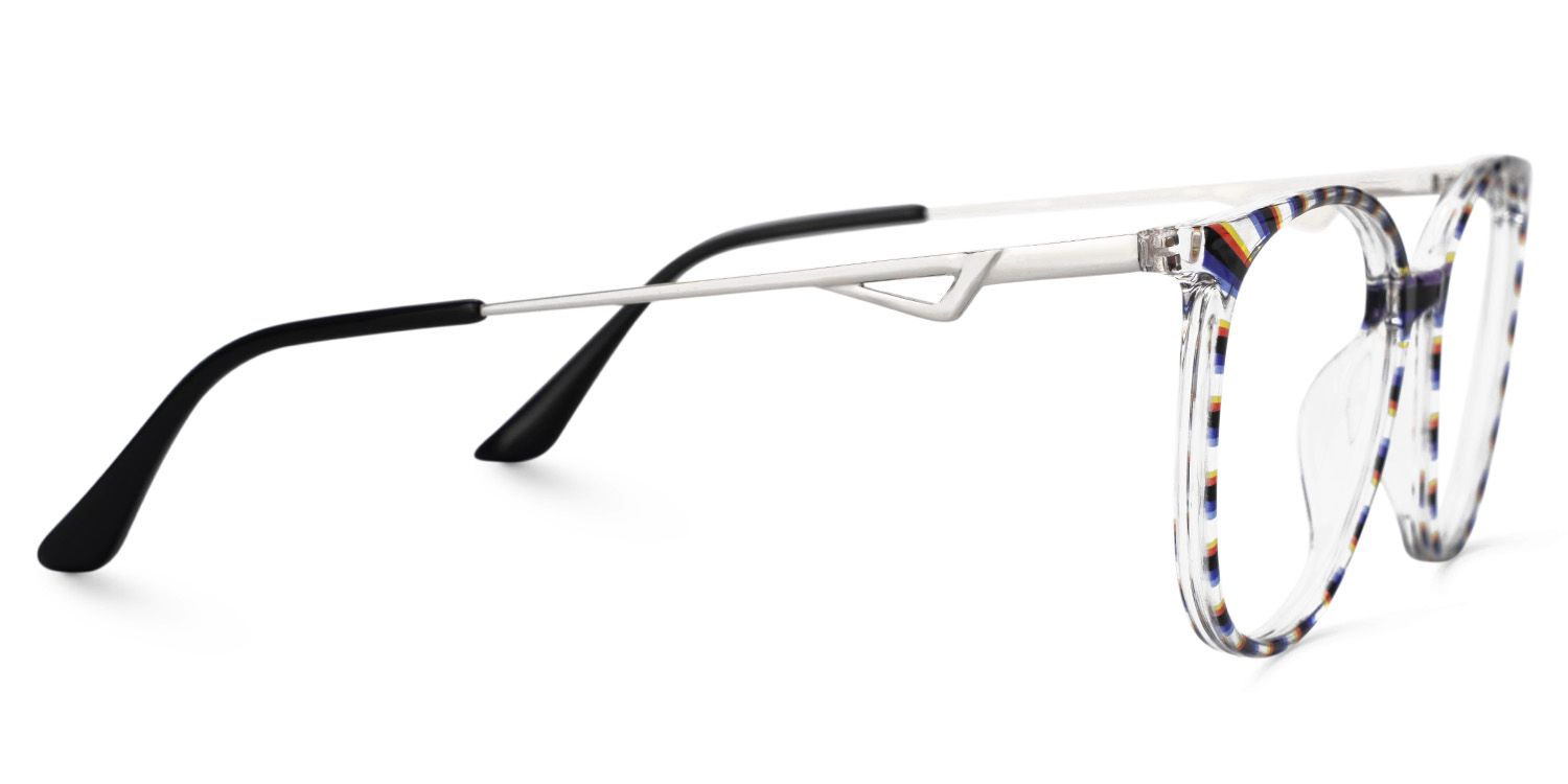 Round Black-Clear Striped Chanty Glasses in thin Frame Style | Zeelool2