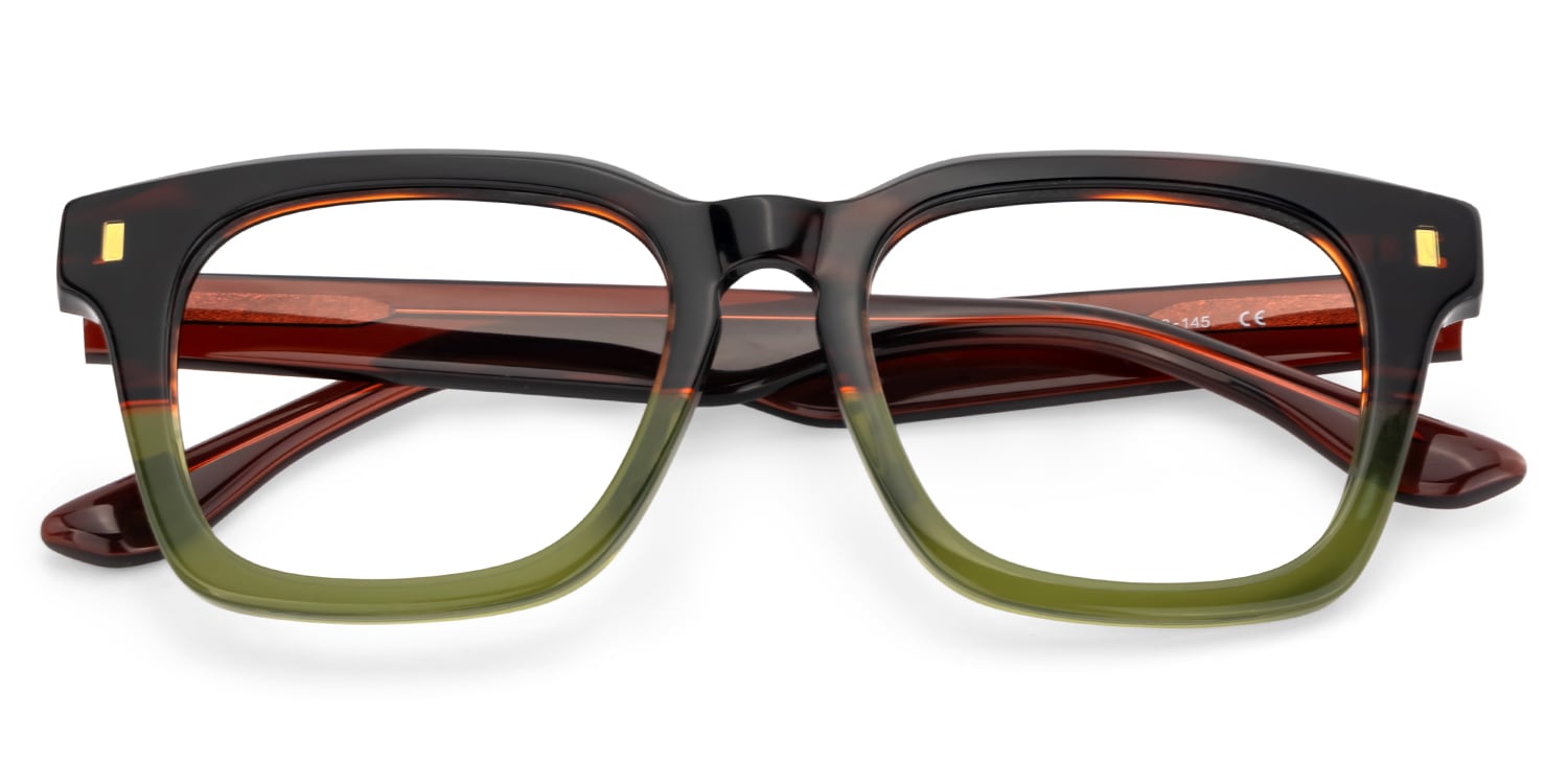 Marleni Square Brown Green Glasses2