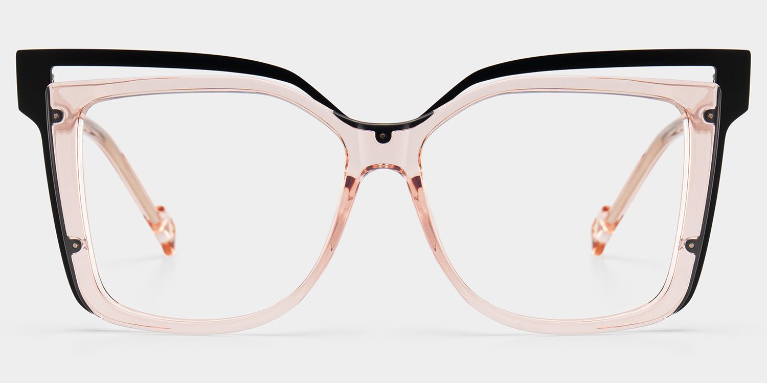 Twolla Square Beige Glasses and Black Edge Frame0