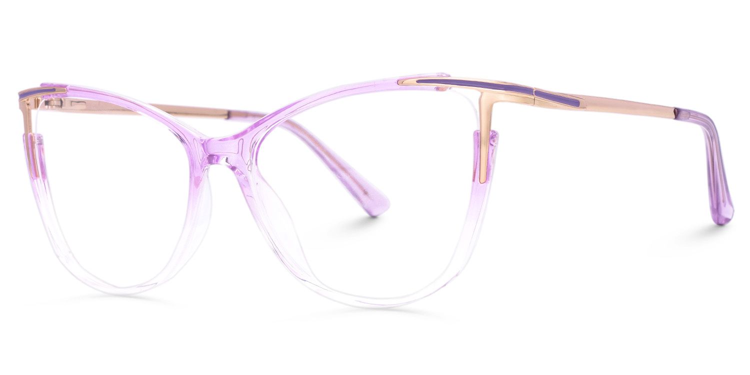 Yomary Purple Transparent Glasses with Cat-Eye Frames1