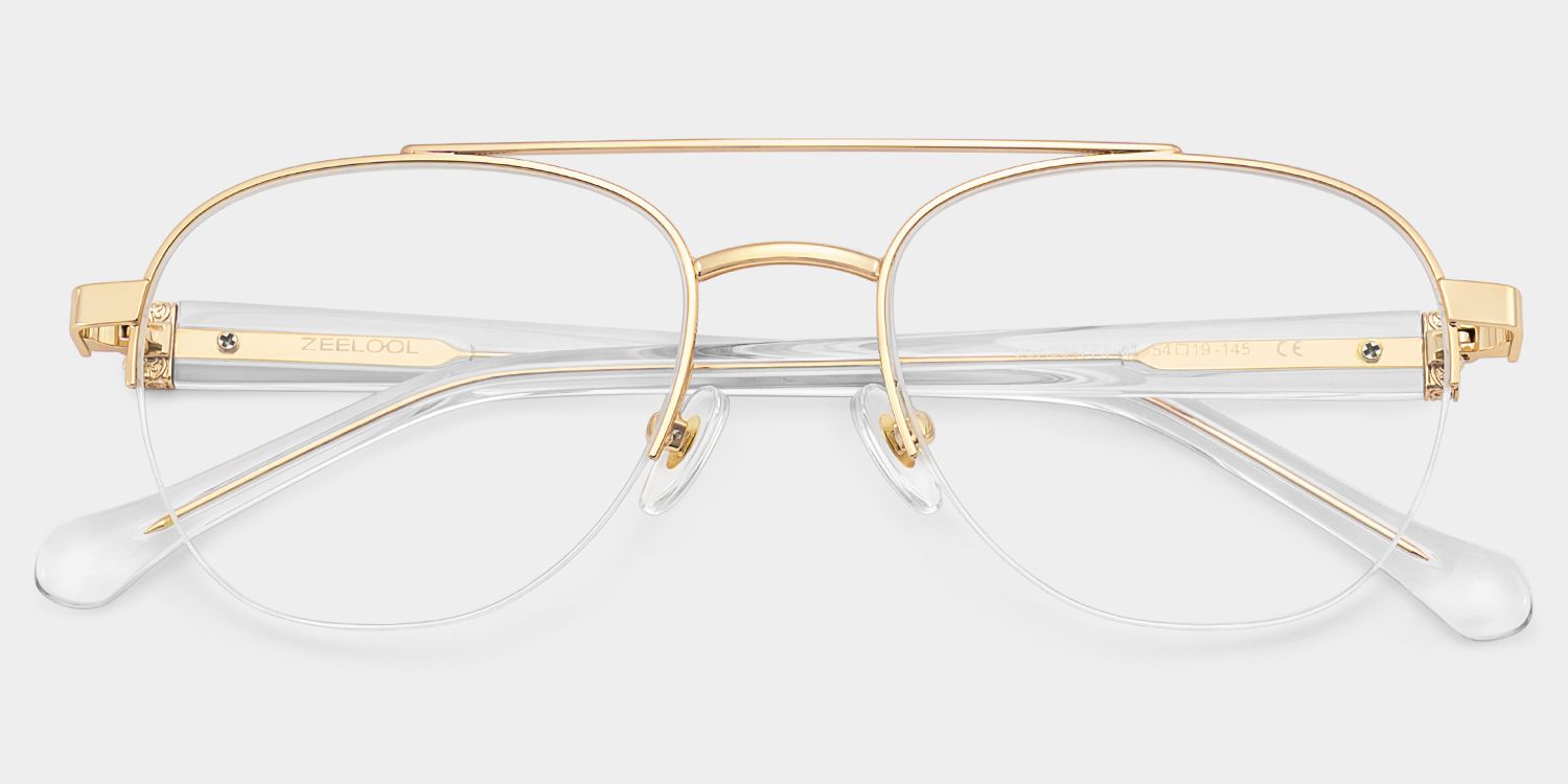 Emily Light Gold Frame Glasses with Aviator Frame Online | ZEELOOL2