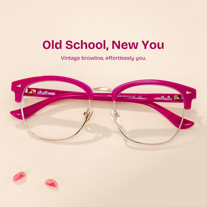 Lasha Pink Browline Glasses