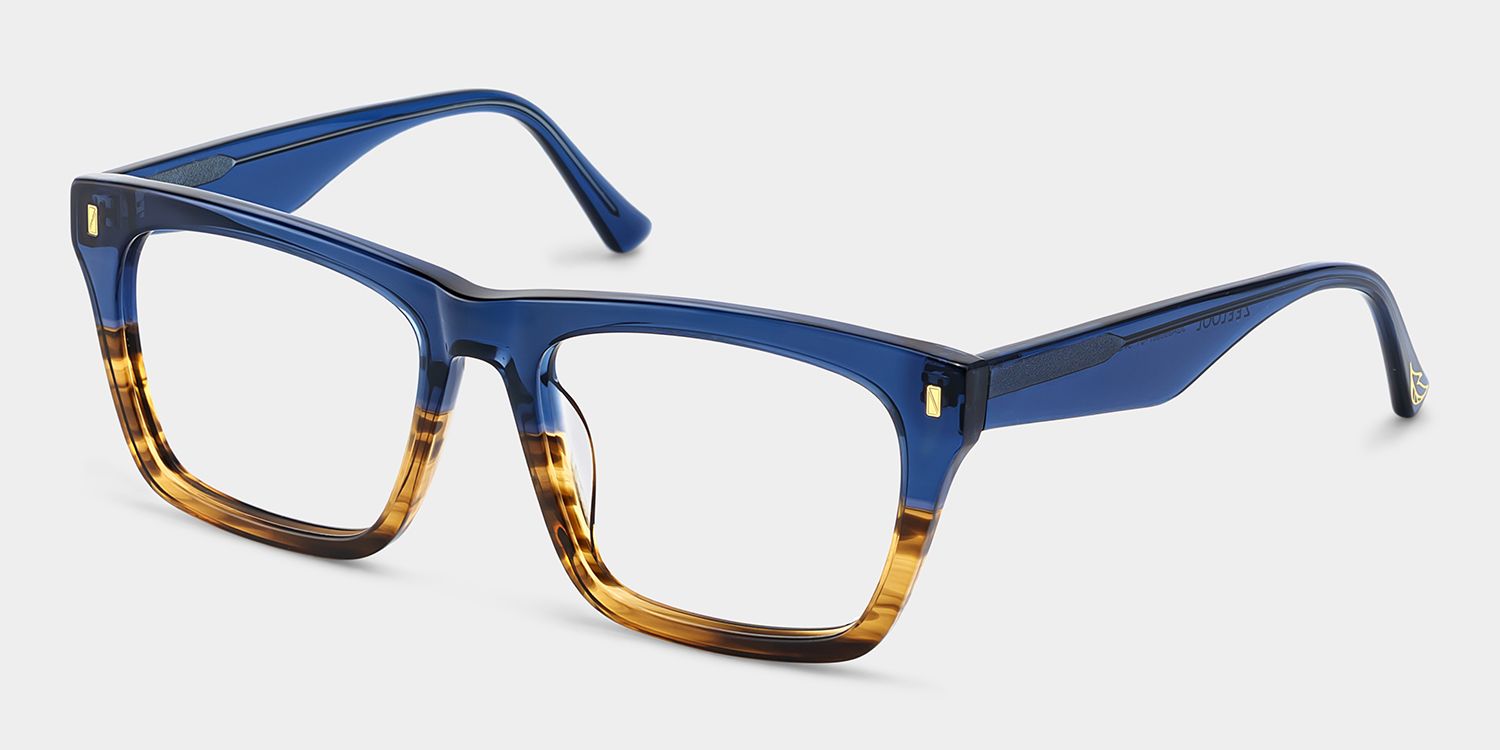 Rectangular Spectacle Frames with Brown Blue Color3