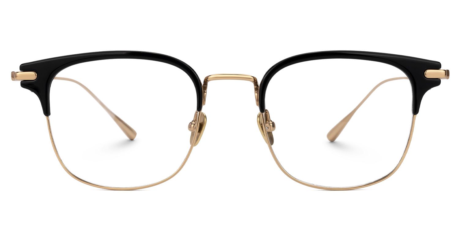Mecca Gold Eyeglasses with Browline Shape | Zeelool Optical0