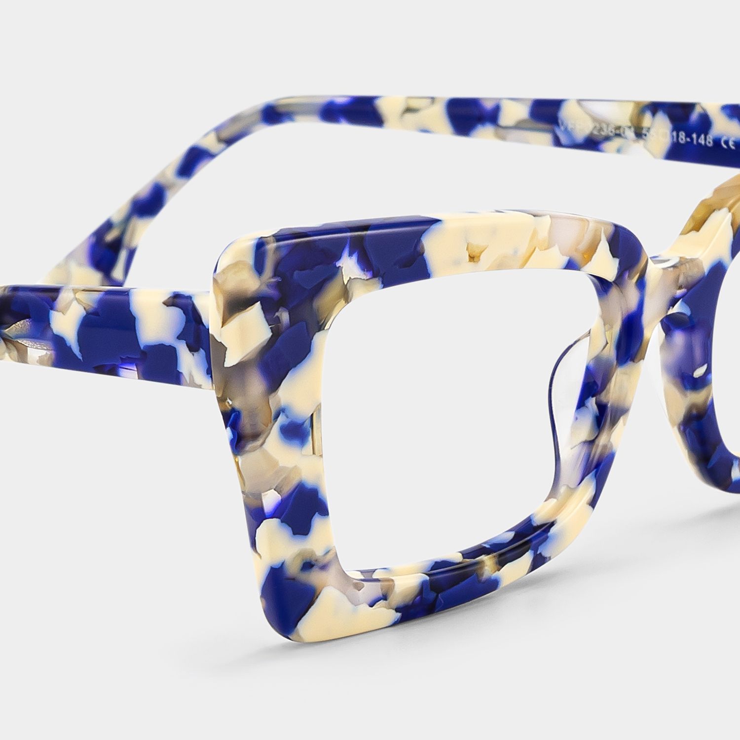 Newell Rectangle Blue-Floral Frame Glasses | Zeelool Optical4