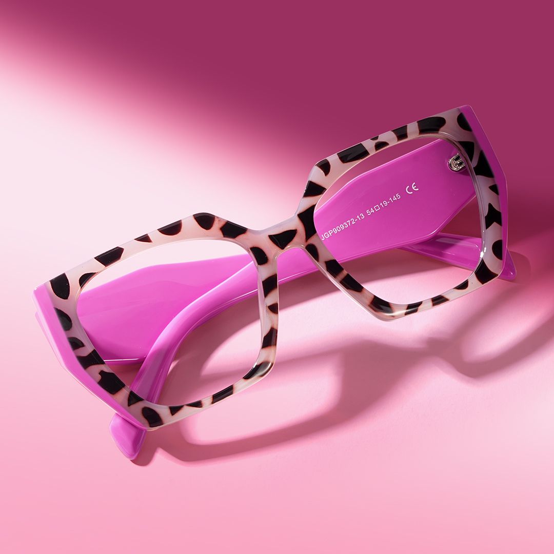 Affordable Pink Tortoise Hexagon Shaped Prescription Glasses4