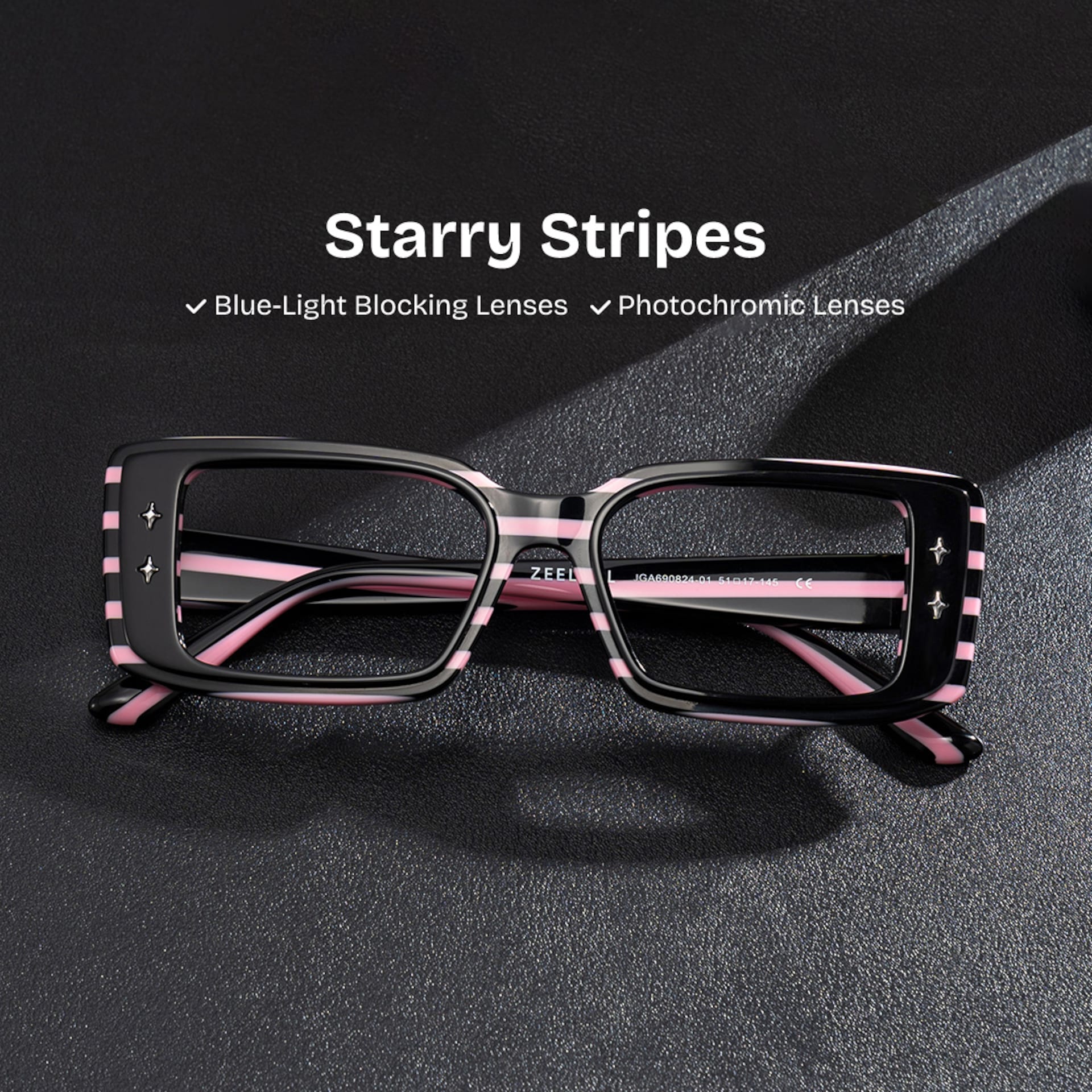 Women's Rectangle Eyeglasses Frames With Black and Pink Color0