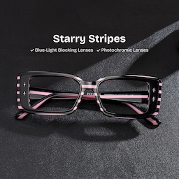 Gleam Rectangle Black Pink Glasses0