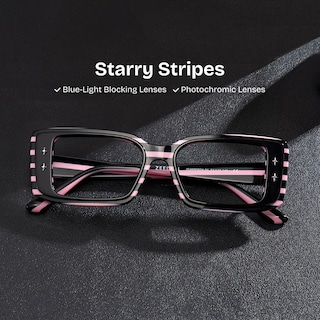 Gleam Rectangle Black Pink Glasses0