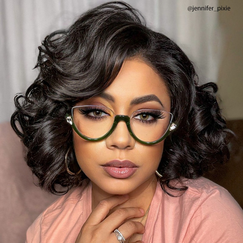 Felicia Cat Eye Green Eyeglasses and Semi-Rimless4