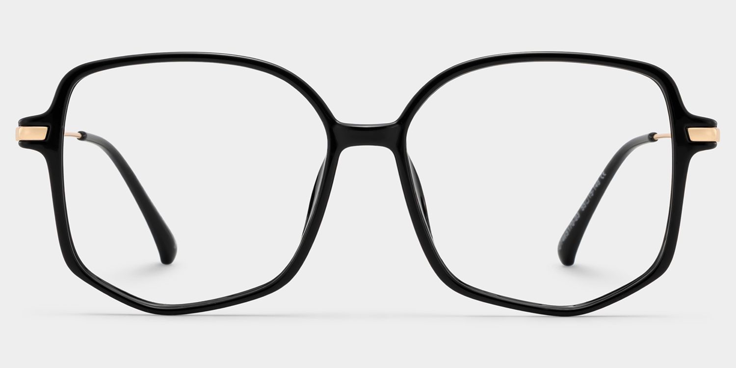 Payton Geometric Black Frame Glasses | Zeelool Optical0