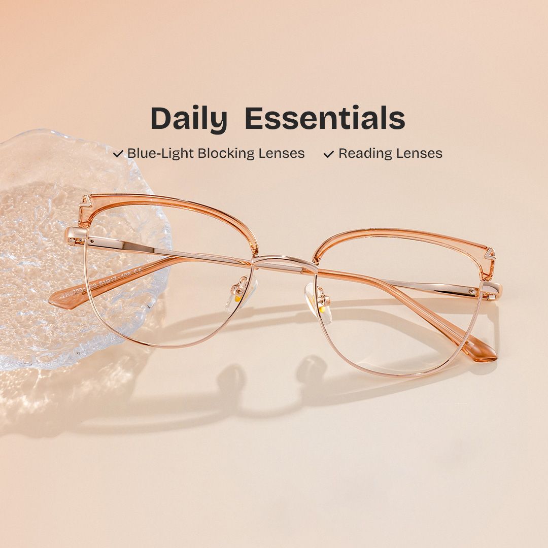 Beau Eyeglasses in Cat eye Beige Gold Frame | Zeelool0