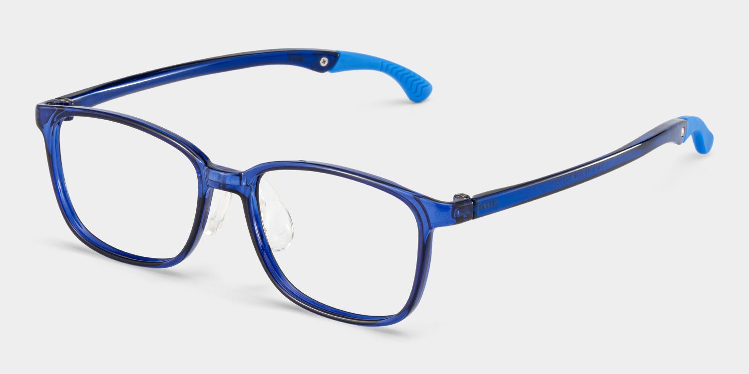 Gray Rectangle Blue Frame Eyeglasses for Pre-tweens2