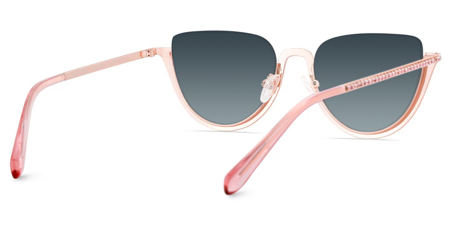 Half Frame Cat Eye Glasses With Shiny Pink Diamonds4
