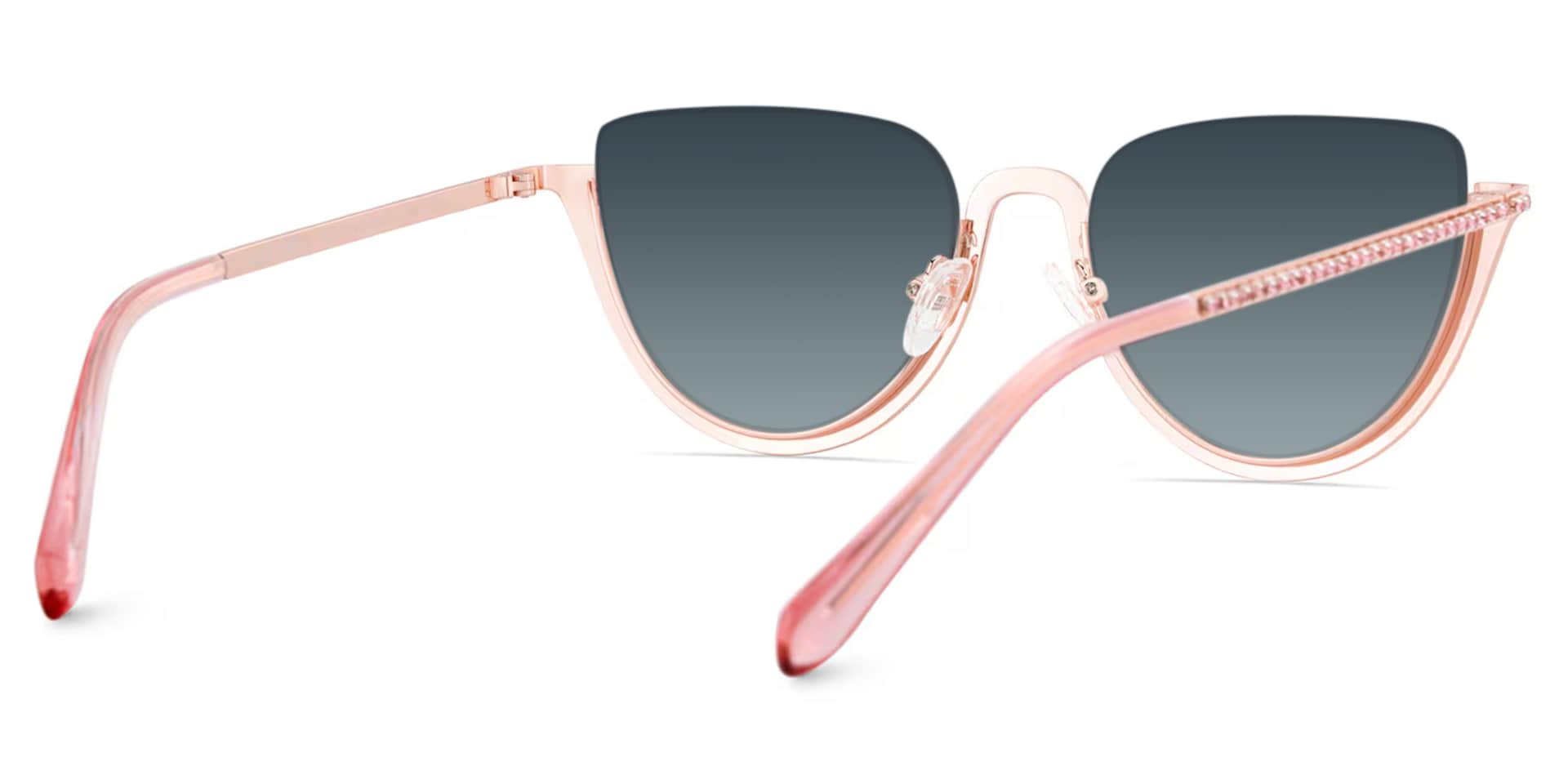 Half Frame Cat Eye Glasses With Shiny Pink Diamonds4