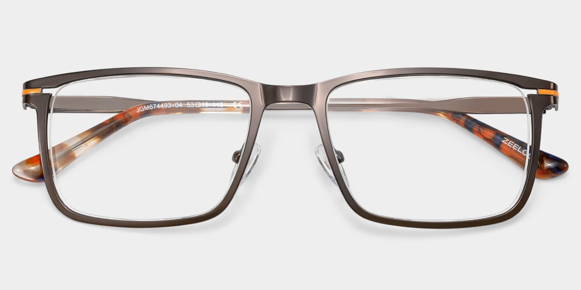 Rectangle Brown Eyeglasses- Roxana Metal Frame Glasses2