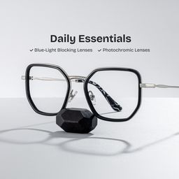 Levi Black Geometric Glasses0