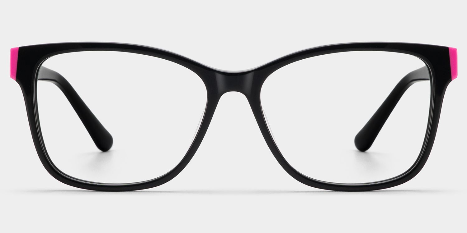 Eva Rectangle Black Pink Color Frame Glasses | ZEELOOL1