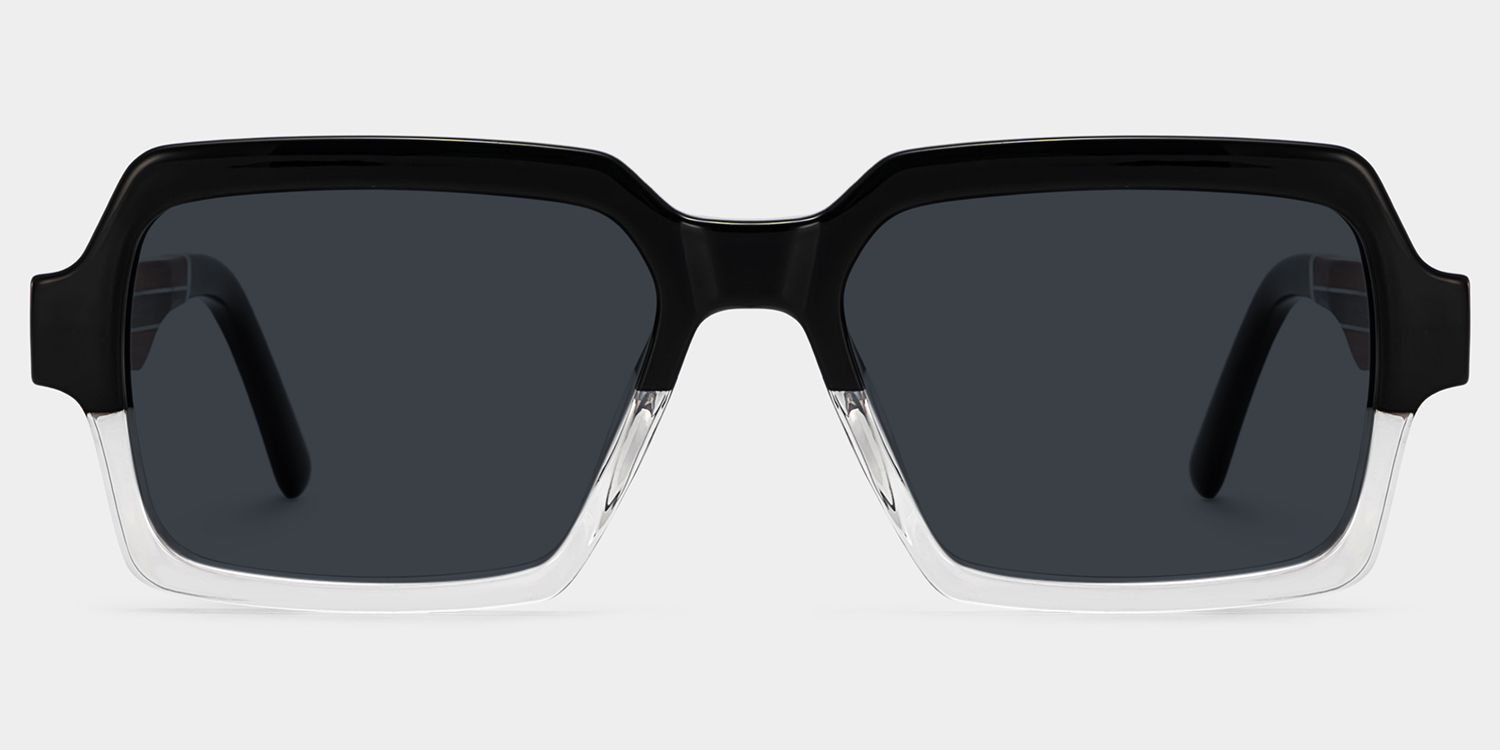 Jack Rectangle Black & Clear Sunglasses | Zeelool Glasses0
