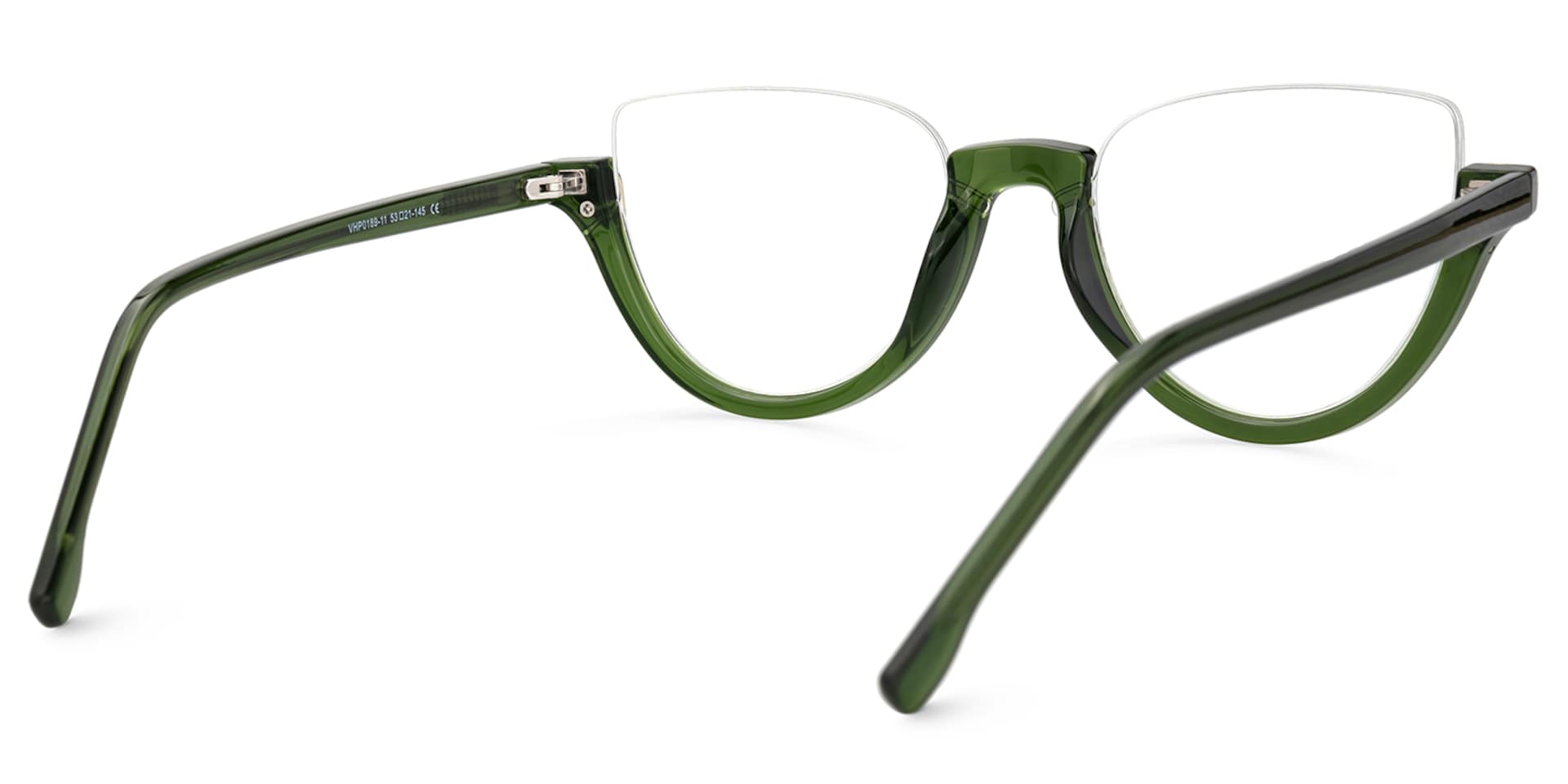 Felicia Cat Eye Green Eyeglasses and Semi-Rimless3