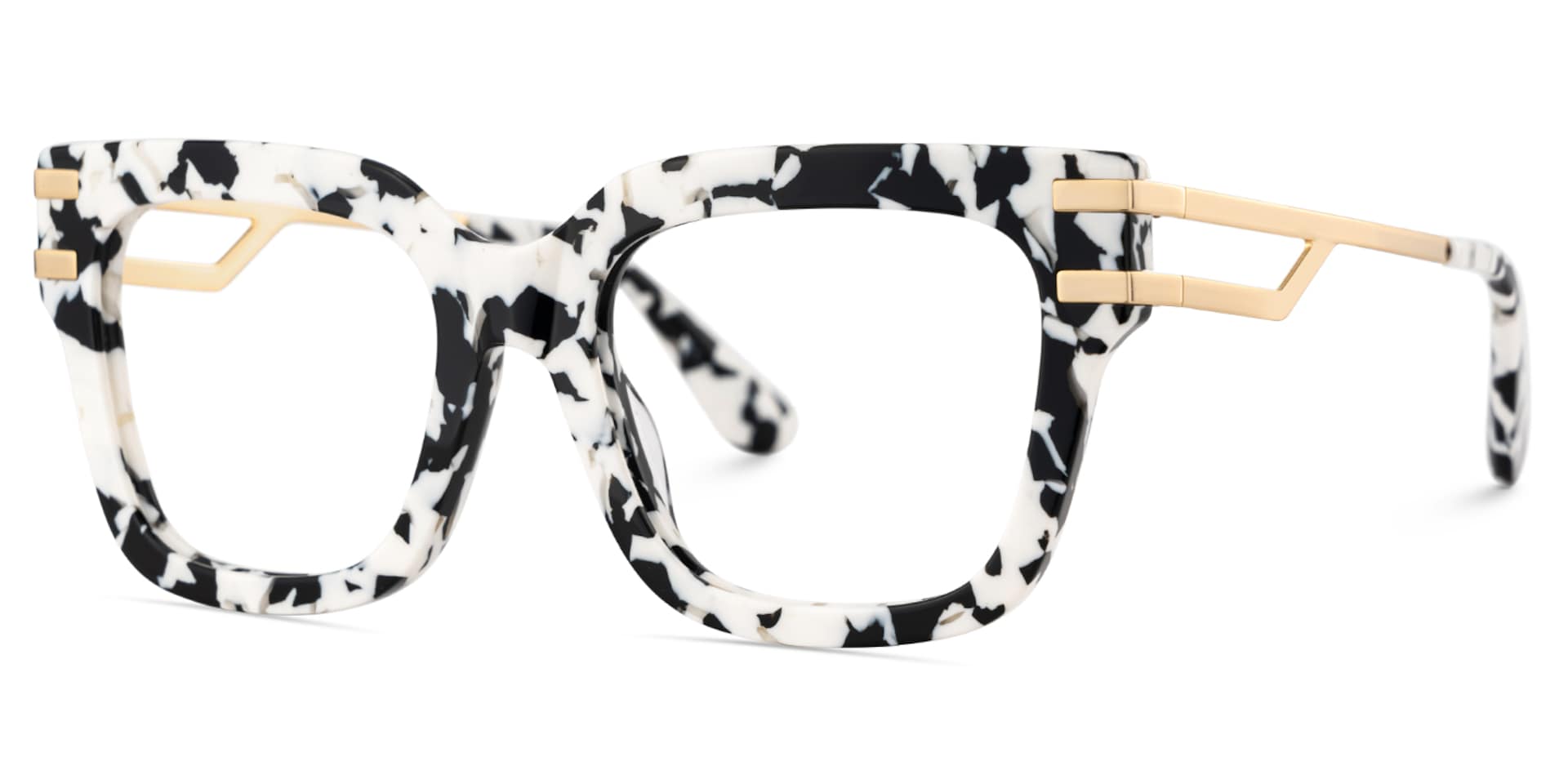 Square Cat-Eye Glasses With Cow Pattern3
