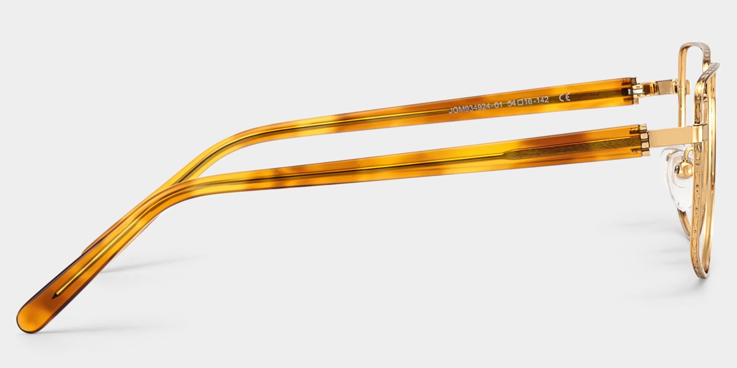 Geometric Gold yellow Eyeglasses- Felicity Metal Frame Glasses