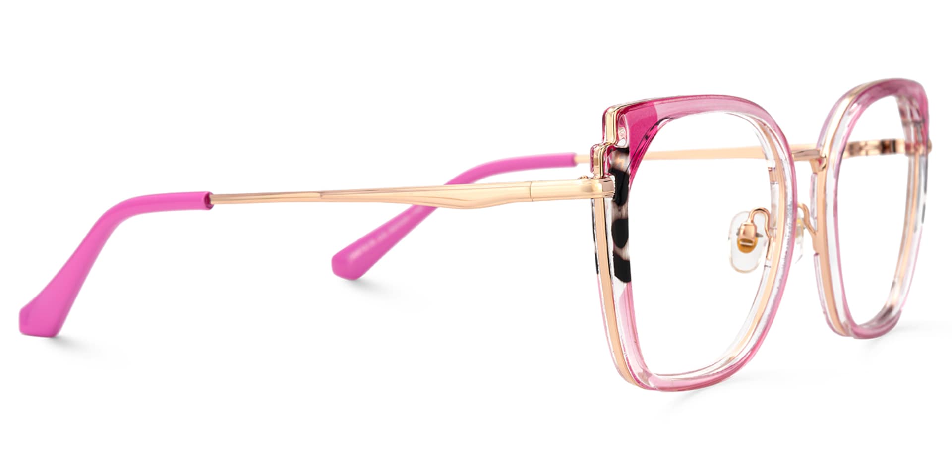 Pink Metal Frame Glasses With Wide Size For Women3