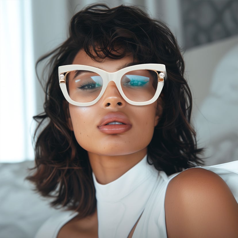 Pearl Cateye White Glasses