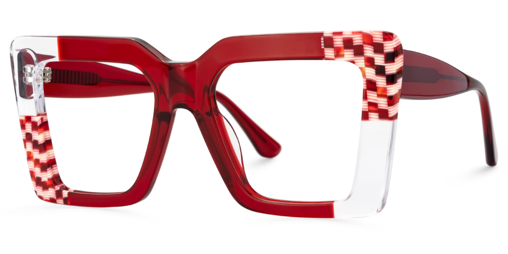 Shamika Big Red Frame Glasses with Rectangle Frames | Zeelool1