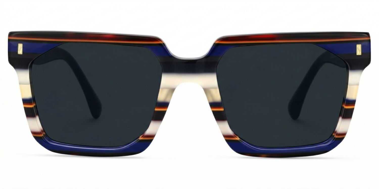 Laguer Rectangle Style Blue Frame Sunglasses | ZEELOOL