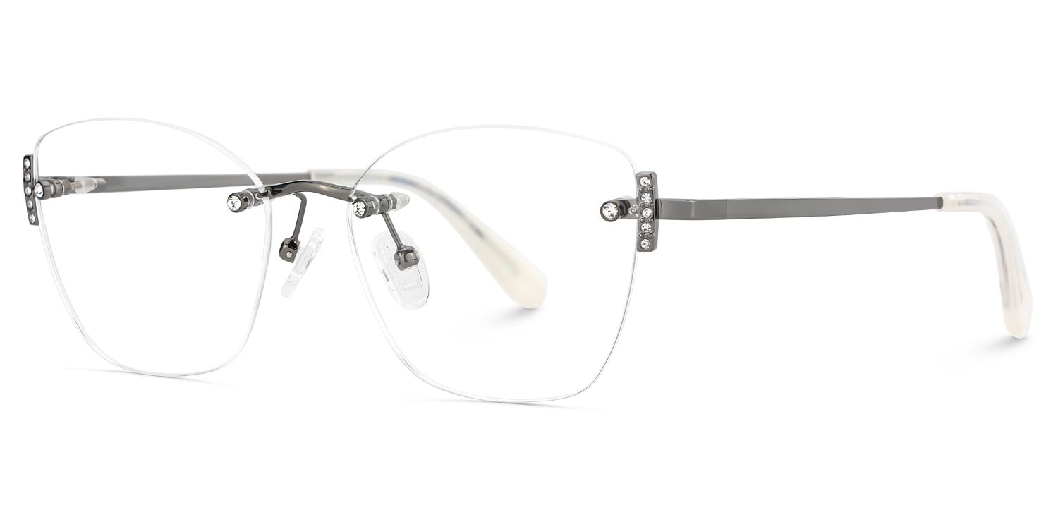 Silver Rectangle Jaxon Glasses with Rimless | Zeelool3