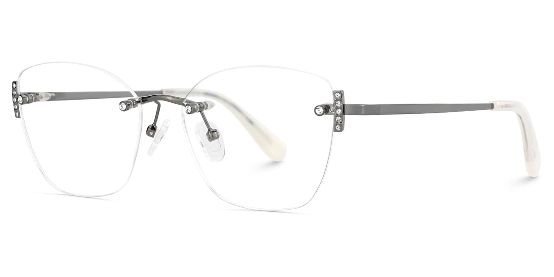 Silver Rectangle Jaxon Glasses with Rimless | Zeelool3