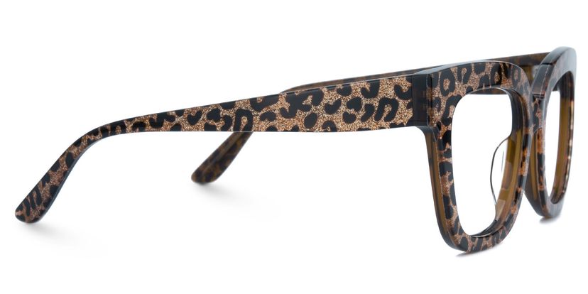 Designer Brown Leopard Square Prescription Glasses display picture 1