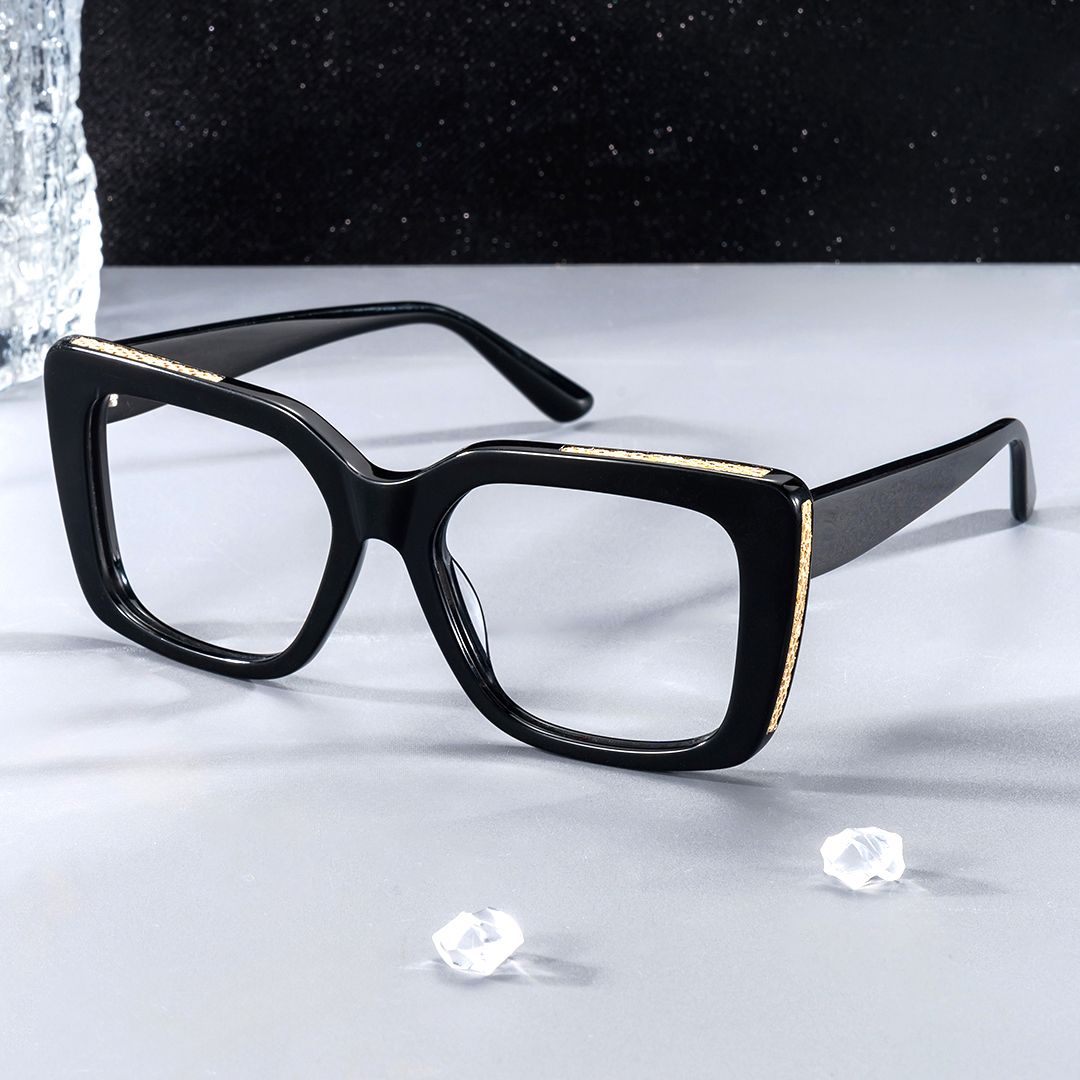 Black Rectangle Glasses Frames Maynard Glasses with Full-Frame | Zeelool0