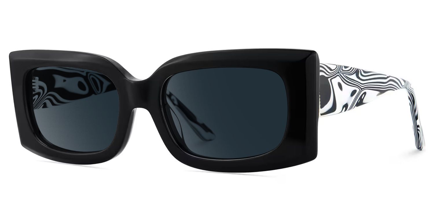 Orduno Rectangle Black Prescription Sunglasses | ZEELOOL2