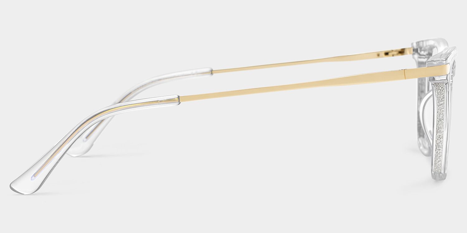 Selena Rectangle Clear White Glasses Bling Frames | ZEELOOL4