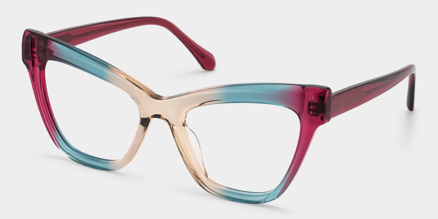 Saucie Multicolor Cat-Eye Frame Glasses | Zeelool Optical2