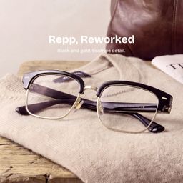 Eden Black Rectangle Glasses0