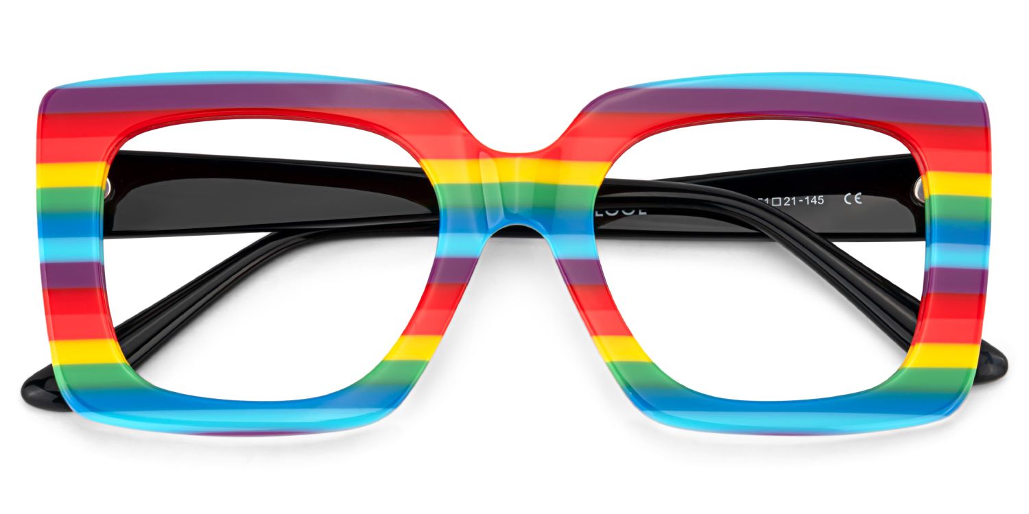 Dianna Rainbow Rectangle Thick Frame Glasses | Zeelool2