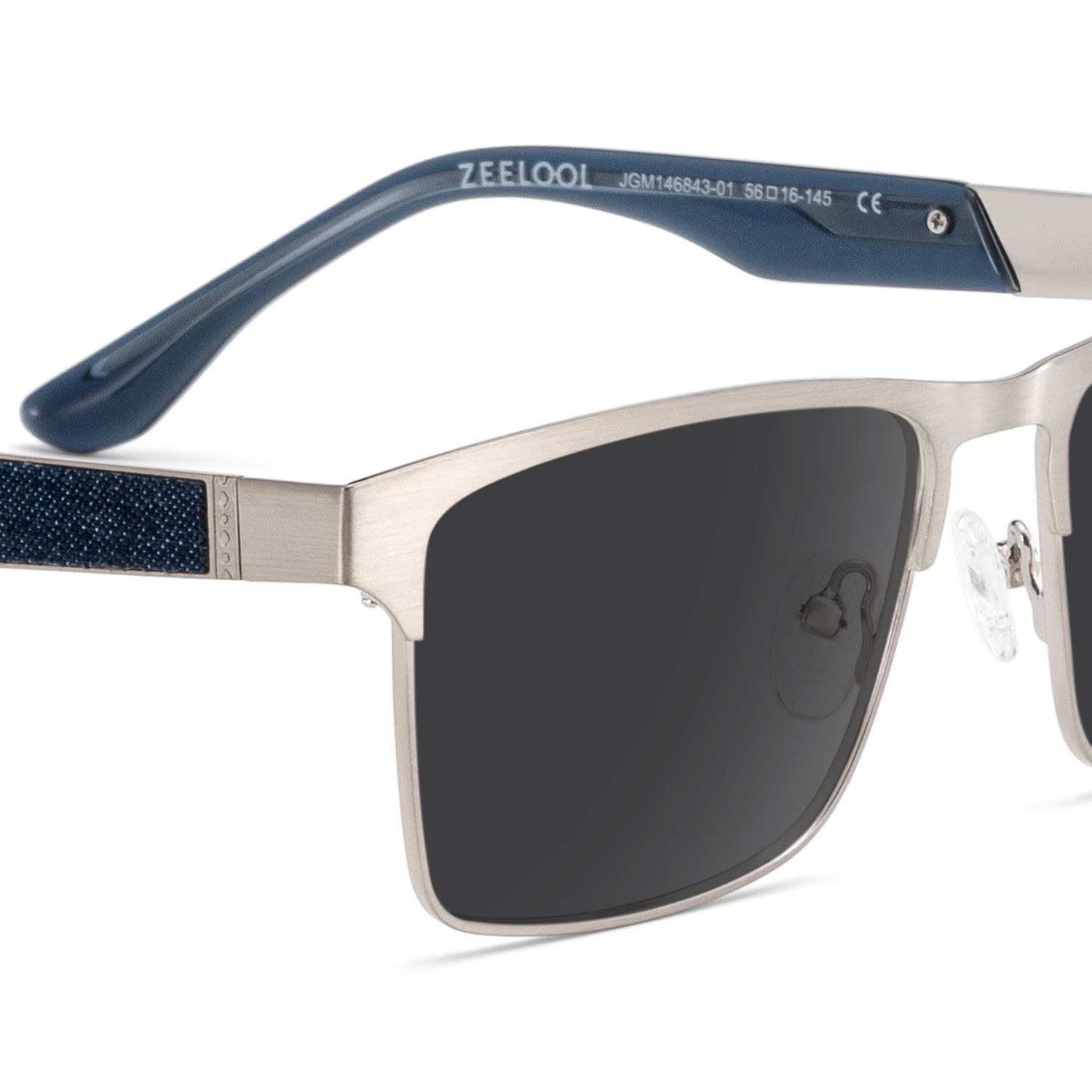 Jasper Eyeglasses in Browline Silver Frame | Zeelool